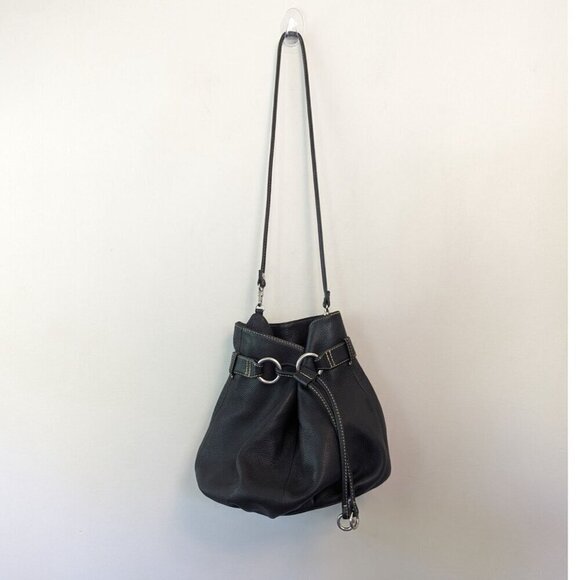 Fossil Pebbled in Leather Drawstring Crossbody Bucket Bag - Picture 1 of 13